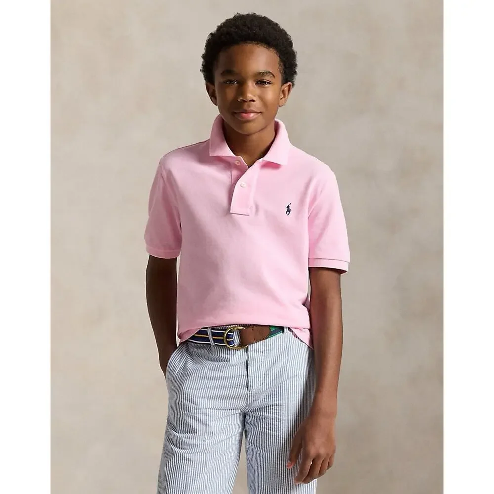 Ralph Lauren NWT The Iconic Mesh Polo Shirt Boys Large (14-16) Short Sleeve Pink